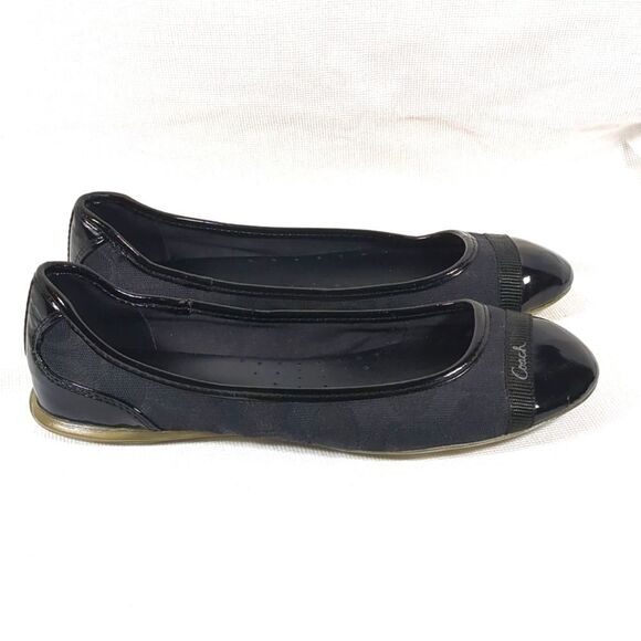 Coach Womens Black Signature Logo Flats - Picture 2 of 8